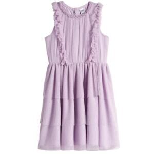 Nordstrom Purple Petal Ruffled Sleeveless Kids Dress Size 10